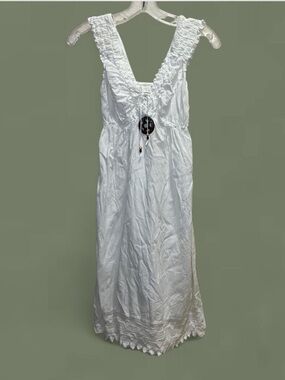 Boho White Ruffled 100% Cotton Dress